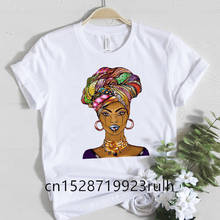 Camiseta negra de la Reina melanina para mujer, remera estampada de estética africana para mujer, remera para chica de África, camisetas Harajuku para mujer 2024 - compra barato