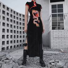 Oriental Dress Chinese Dress Qipao Velvet Cheongsam Qi Pao Robe Vintage Femme Gothic Clothes Woman Chinese Dragon Dress 11945 2024 - buy cheap