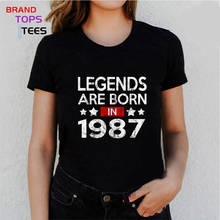 С эффектом потертости в винтажном стиле рождаются легенды в 1987 футболки для женщин в стиле ретро сделано в 1987 футболка 80s подарок на день рождения модная одежда для девочек 2024 - купить недорого