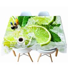 DIY Printed Round Tablecloth Summer Cool Green Lemon Pattern Thicken Polyester Cotton Rectangular Table cloth Table Cover TF087 2024 - buy cheap