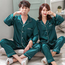 Conjunto de pijama casual de seda, luxuoso para homens e mulheres, roupa de dormir de casal, para amantes da casa, roupa de dormir 2024 - compre barato