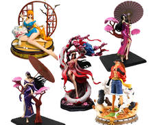 Novo anime uma peça aurora vento nacional nami boa hancock luffy gk estátua figura de ação pvc coleção modelo brinquedo boneca presente 2024 - compre barato