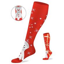 Мужские и женские рождественские чулки, повседневные компрессионные длинные носки, растягивающиеся уличные забавные эластичные чулки с изображением теленка 2024 - купить недорого