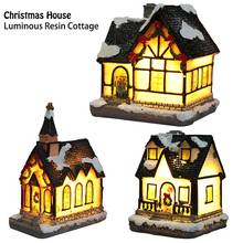 Mini casa de natal móveis casa de boneca led casa decorar luz com resina casa em miniatura decoração para casa presentes de natal 2024 - compre barato