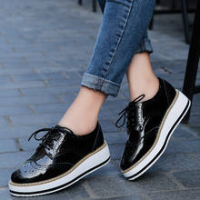 Women Flat Platform Spring Autumn Oxfords Ladies Patent Leather Lace Up Casual Shoes Female Thick Bottom Fashion Footwear 2024 - buy cheap