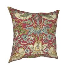 Funda de almohada roja de fresa de William Morris, decoración para el hogar Floral Vintage victoriano, funda de cojín para sofá de poliéster 2024 - compra barato