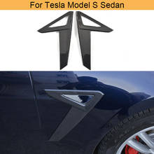 Carbon Fiber Car Front Side Vent Fender Trim for Tesla Model S Sedan 4 Door 14-17 60 D 70 D 85 D P85D 90D P90D P100D Non X FRP 2024 - buy cheap
