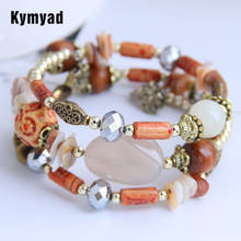 Многослойные браслеты Kymyad для женщин, бижутерия, женские браслеты из полимерных бусин и камней, очаровательный браслет в богемном стиле, браслеты с кристаллами для женщин 2024 - купить недорого