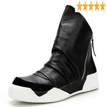 Hip 2021 New Winter Gothic Hop Thick Platform Ankle Men Shoes Work Zip High Top Genuine Leather Punk Boots 2024 - buy cheap