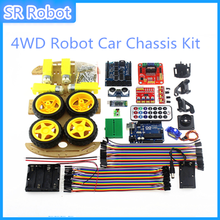 Kit de chassi de carro robô 4wd, controlado por bluetooth, para arduino uno r3 mega328p, faça você mesmo, controle remoto, projeto experimento de brinquedo rc 2024 - compre barato