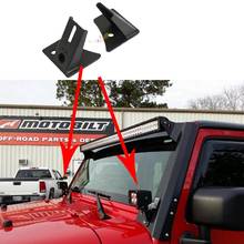 Suporte de barra de luz led universal pára-brisa um-pilar led spotlight kit de suporte de montagem de luz de condução para jeep wrangler jk 2007-2017 2024 - compre barato