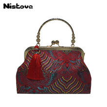 New Style Women's Ethnic Embroidery Tassel Handbag Large Capacity Buckle Hand Bag High-end Atmosphere Dinner Bag 2024 - buy cheap