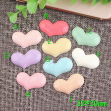 Mini Order 10pcs 33*20mm Flatback Solid Colors Heart Shape Resin Cabochons Ornament Accessories Girl Hair Jewelry DIY Cameo 2024 - buy cheap