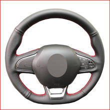 Black Artificial Leather Car Steering Wheel Cover for Renault Kadjar Koleos Megane Talisman Scenic Espace 2015-2018 2024 - buy cheap
