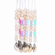 Silicone And Wood Baby Pacifier Clip Chain Wooden Holder  Soother Pacifier Clips Leash Strap Nipple Holder For Infant Feeding 2024 - buy cheap