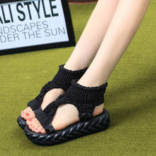 Sandalias de plataforma para mujer, zapatos de punto a la moda, talla 41, novedad de verano 2024 - compra barato
