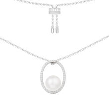 Baoyoc High Quality 925 Sterling Silver Pearl Circle Pendant Adjustable Necklace Micro Pave Cubic Zirconia Women Fashion Jewelry 2024 - buy cheap