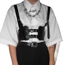 Women Sexy Faux Leather Waist Belt Crop Top Gothic Punk Underbust Corset Cincher LX9E 2024 - buy cheap