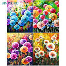 Sdouno pintura a óleo por números de dente de leão, faça você mesmo pintura por números em tela, sem moldura, flores 60x75cm, decoração de casa 2024 - compre barato