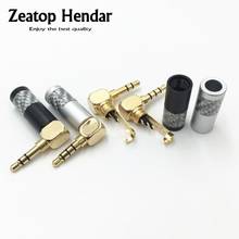 Adaptador de áudio estéreo macho para reparo diy, cabo de fone de ouvido de fibra de carbono com ângulo reto 3.5mm 3 / 4 polos e conector de 3.5 plugue para reparo diy