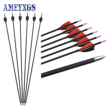 6/12pcs 30" Archery Mixed Carbon Arrow Spine 1000 Fixed Arrowhead 2 Inch Shield Real Feathers for Compound/Recurve Bow Shooting 2024 - buy cheap