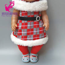 Vestido de Navidad para muñeca de bebé, pantalones de Legging y banda para la cabeza, ropa para muñeca de 18 pulgadas, regalos de Navidad para año nuevo 2024 - compra barato