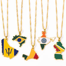 Fashion Map Flag Necklace India Brazil Barbados Guyana The Republic of Mali Pendant Necklace Women Trendy Charm Jewelry Gift 2024 - buy cheap