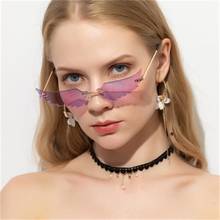 2020 Wave Cat Eye Sunglasses Women Men Rimless Sun Glasses For Women Vintage Sunglasses Metal Shades Angel Wing Eyewear UV400 2024 - buy cheap