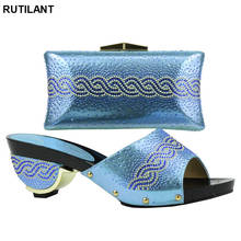 Conjunto de zapatos y bolsos para mujer, zapatillas y bolsos italianos decorados con diamantes de imitación, de alta calidad 2024 - compra barato