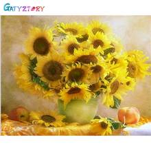 Gatyztory-pintura por números para adultos, lienzo para colorear con girasol, pinturas acrílicas, decoración del hogar 2024 - compra barato