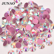 JUNAO SS6 10 12 16 20 30 High Quality Red Base Glass AB Rhinestone Flatback Crystal Stone Applique Round Strass Diamond For Shoe 2024 - buy cheap
