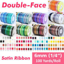 100 Yards Solid Colour 1/4" 6mm Double Face Satin Ribbon Made of 100% Polyester High Qulaity Dende Thick Silky Tapes #969966 2024 - buy cheap