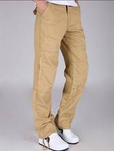 Calças cargo masculinas de algodão, calças casuais da moda com zíper solto 32 34 36 38 2024 - compre barato