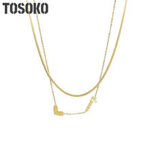 TOSOKO Stainless Steel Jewelry Love Peach Heart Multi Layered Necklace Sweet Clavicle Chain Woman BSP786 2024 - buy cheap