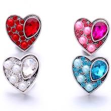 5 unids/lote de botones a presión para mujer, joyería con diamantes de imitación, corazón de amor, 18mm 2024 - compra barato