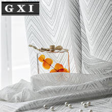 GXI-cortinas de tul blancas bordadas con ondas de diamantes para sala de estar, cortinas transparentes de malla gris para dormitorio de niños 2024 - compra barato