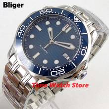 Bliger-Reloj de pulsera mecánico de lujo MIYOTA8215 para hombre, pulsera de esfera estéril azul, cristal de zafiro, inserto de bisel de cerámica, 41mm 2024 - compra barato