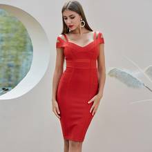 2020 Women Sexy Designer RedBandage Dress Evening Celebrity Elegant Evening Summer Chic Party Dress Vestido 2024 - buy cheap