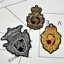 Emblemas decorativos coroa dourada paetê bordado 2 peças consertos decorativos boné faça você mesmo bolsa roupas acessórios de costura 2024 - compre barato