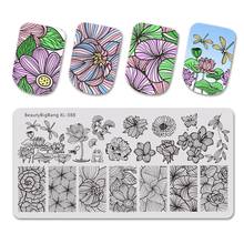 Beautybigbang placas para carimbo de unhas, para arte em unhas, flor, libélula, imagem de lótus, estampagem padrão para unhas 2024 - compre barato