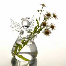 Новая прекрасная ваза в форме ангела для поднятия цветов, подвесная ваза для дома и офиса, свадебное украшение, прозрачная стеклянная ваза 2024 - купить недорого