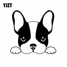 YJZT-calcomanía de vinilo para perros, Bulldog Francés, cachorro, Animal positivo, pegatinas para coche, color negro/plateado, 13,5x12,8 cm, C24-1221 2024 - compra barato