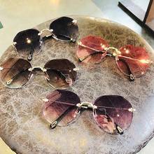 2021New Luxury brand Women Polygon Rimless Diamond Sunglasses cutting Lens Female Designer Ocean Gradient Vintage Sun Glasses 2024 - buy cheap