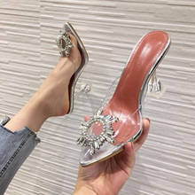 DEAT 2022 New Spring And Summer Fashion Casual Pointed Sunflower Transparent Crystal Half Slippers High Heels Women Shoes SH916 2024 - buy cheap