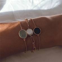 3 Pcs/set Women Bracelets Set Simple Oval Round Crystal Geometric Pearl Gold Bracelet Charm Wedding Party Jewelry Gift 2024 - buy cheap