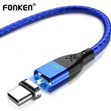Магнитный зарядный кабель FONKEN USB Type-C, быстрая зарядка на магните, шнур для Xiaomi, Huawei, Samsung 2024 - купить недорого