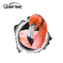 Jump Time 13cm x12.8cm 3D Flamingo Car Sticker Bird Car Decoration Torn Metal Decal Reflective Car Styling Funny Car Assessoires 2024 - buy cheap