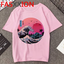 Hot Vaporwave T Shirt Men Harajuku Cartoon T-shirt Kawaii Aesthetic Graphic Tees Funny The Great Wave Oversized Tshirt Male 2024 - buy cheap