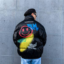 Chaqueta de Hip Hop para hombre, ropa de calle informal con estampado de letras y Graffiti, abrigo grueso y cálido con relleno, estilo Harajuku, a la moda, invierno, 2020 2024 - compra barato