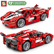 SY BLOCK Technical Creation Famous Speeding Red Car Building Blocks Pull Back Car Model Building Block Toys Birthday Gifts 2024 - buy cheap